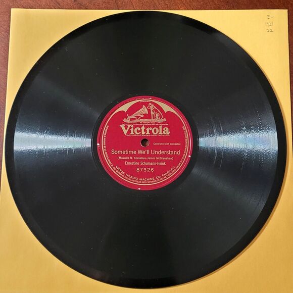 Ernestine Schumann-Heink ‎78 Sometime We'll Understand on Victrola 87326 E- 1921 - Picture 2 of 2